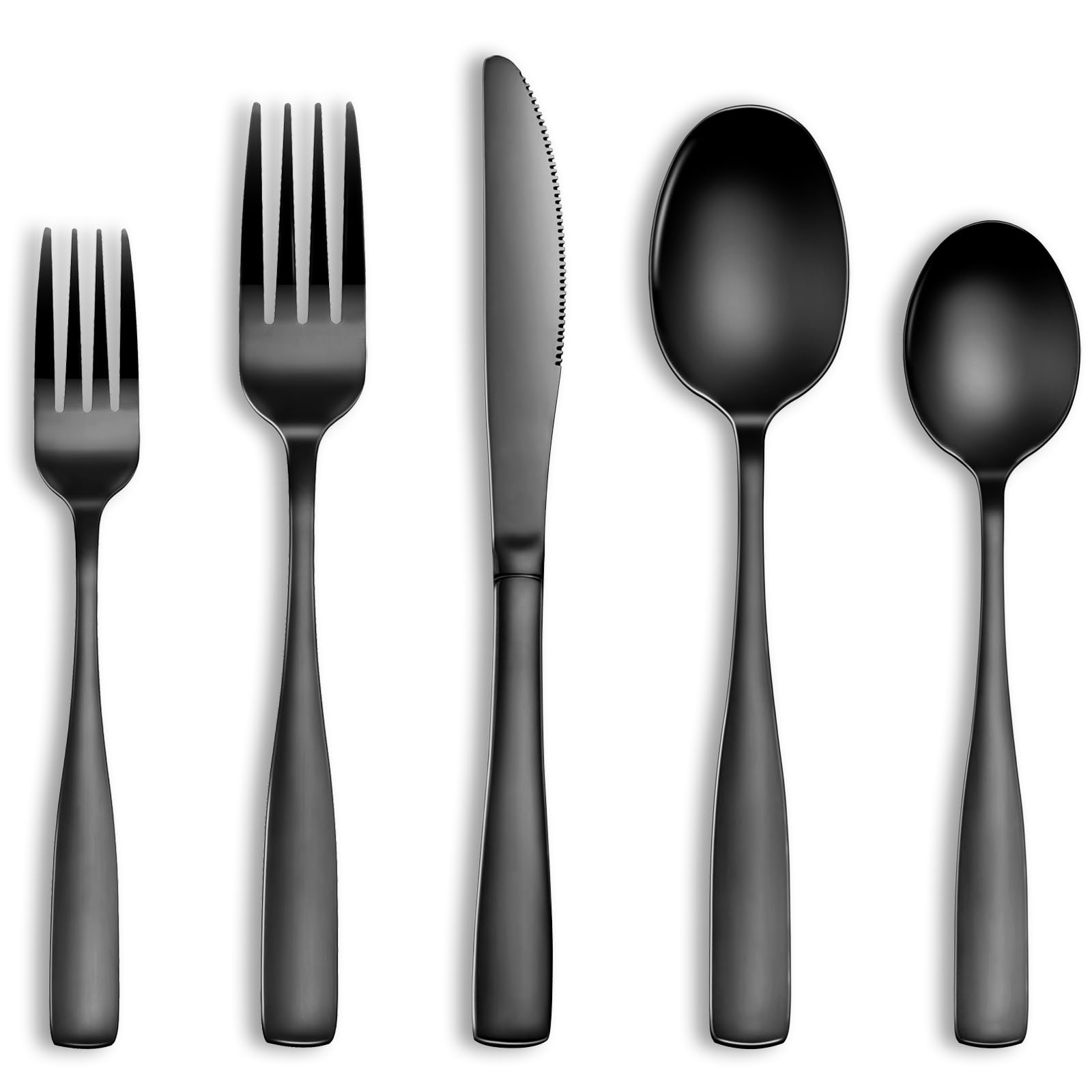 20 pcs black silverware set food-grade stainless steel flatware set for 4 square cutlery set mirror polished tableware eating utensils set for kitchen include knife fork spoon setdishwasher safe