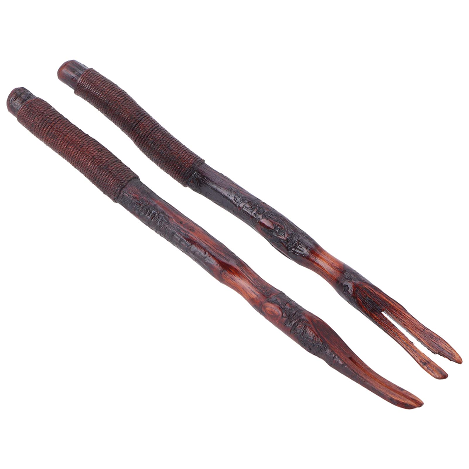 2Pcs Wood Tableware Set Innovative Fruit Fork Tangled Wire Tableware for Kitchen Home Restaurant