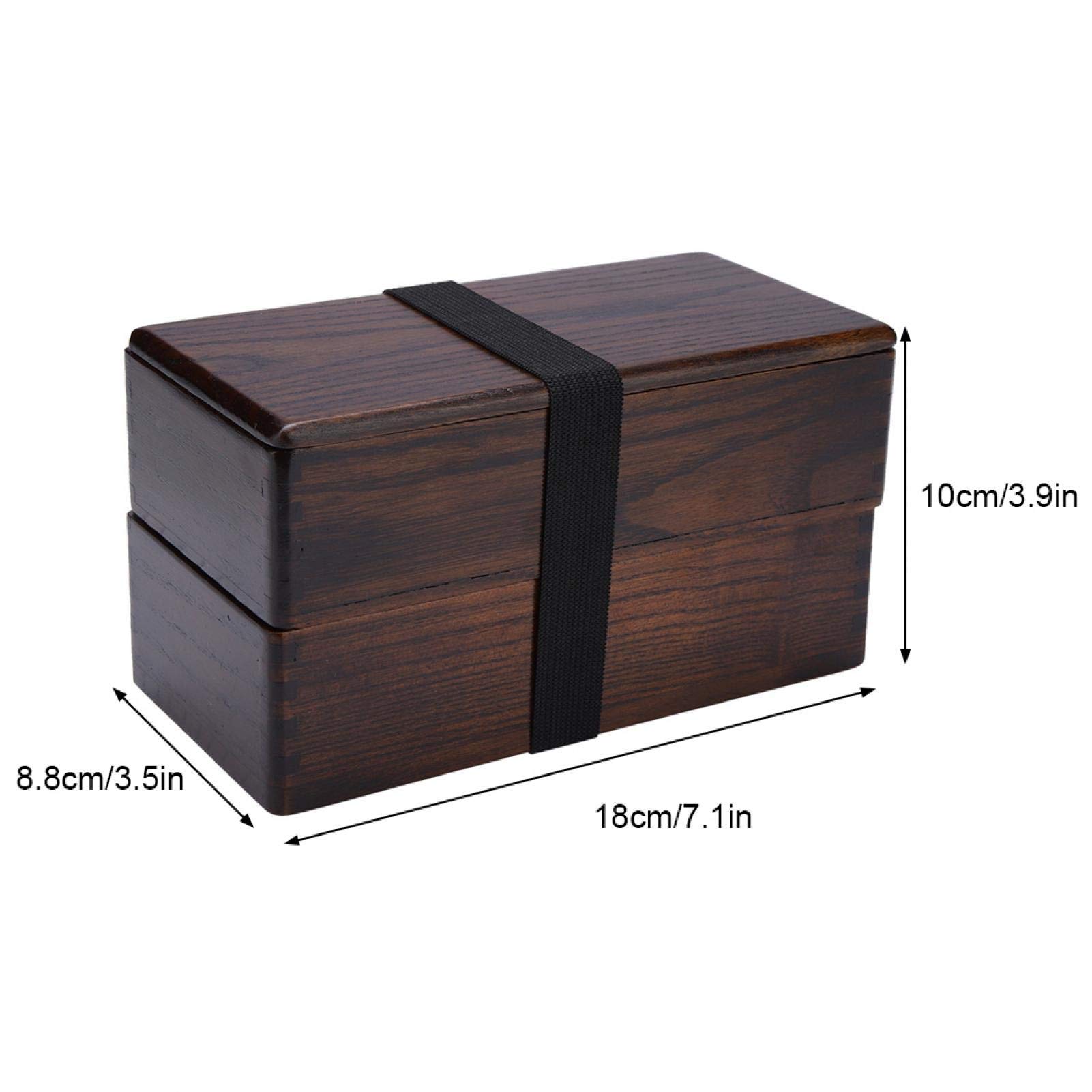 Boîte à Lunch en Bois Naturel Récipient de Nourriture rectangulaire à Double Couche pour Pique-Nique Sushi Bento