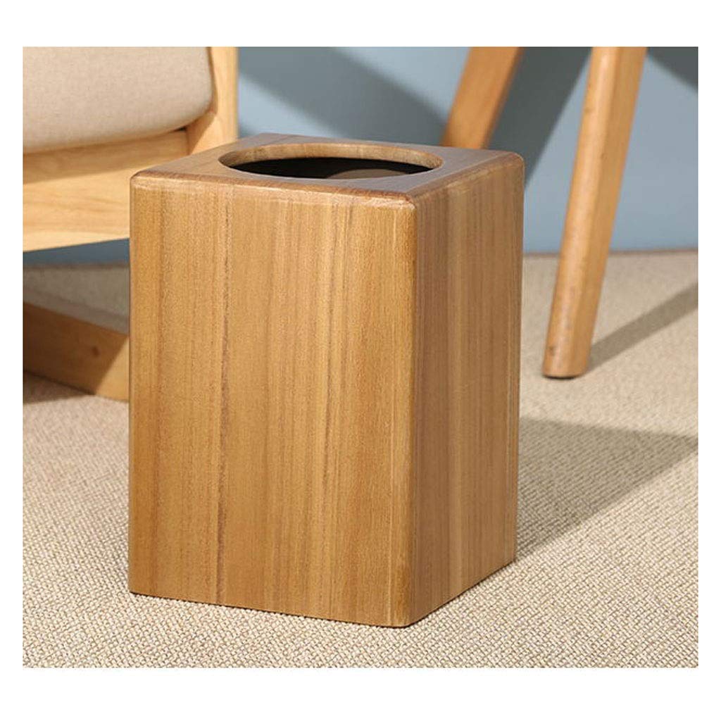 Abfallbehälter Chinesische Altpapier Korb Retro Mülleimer Home Wohnzimmer Küche Kreative Holz Büro Lagerplatz Square Mülleimer (Color : B)