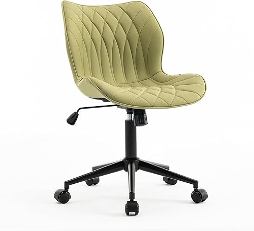 Miniatura 9 de YOUNUOKE Silla de escritorio sin brazos, cómoda silla de oficina con ruedas, silla ergonómica para el hogar, sillas ajustables para computadora,