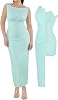 Popilush Long Dresses for Women - Ruched Bodycon Maxi Dress Backless - Mother of The Groom Dresses