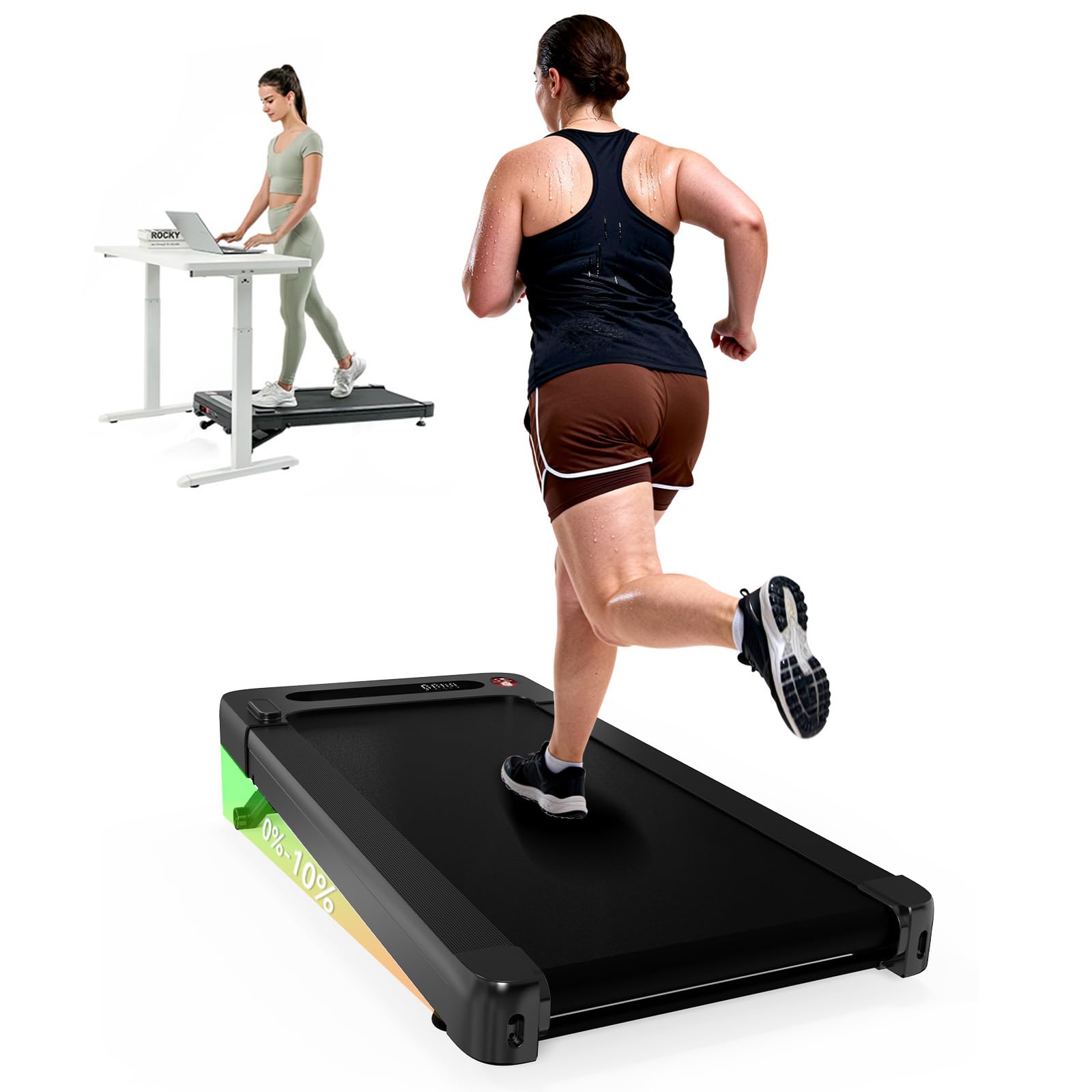 Bluearth Walking Pad with 10% Auto Incline,Smart App Scenic Routes & Live Classes, Treadmill for Home Ues, with Hiking & Running, Remote & LED Display