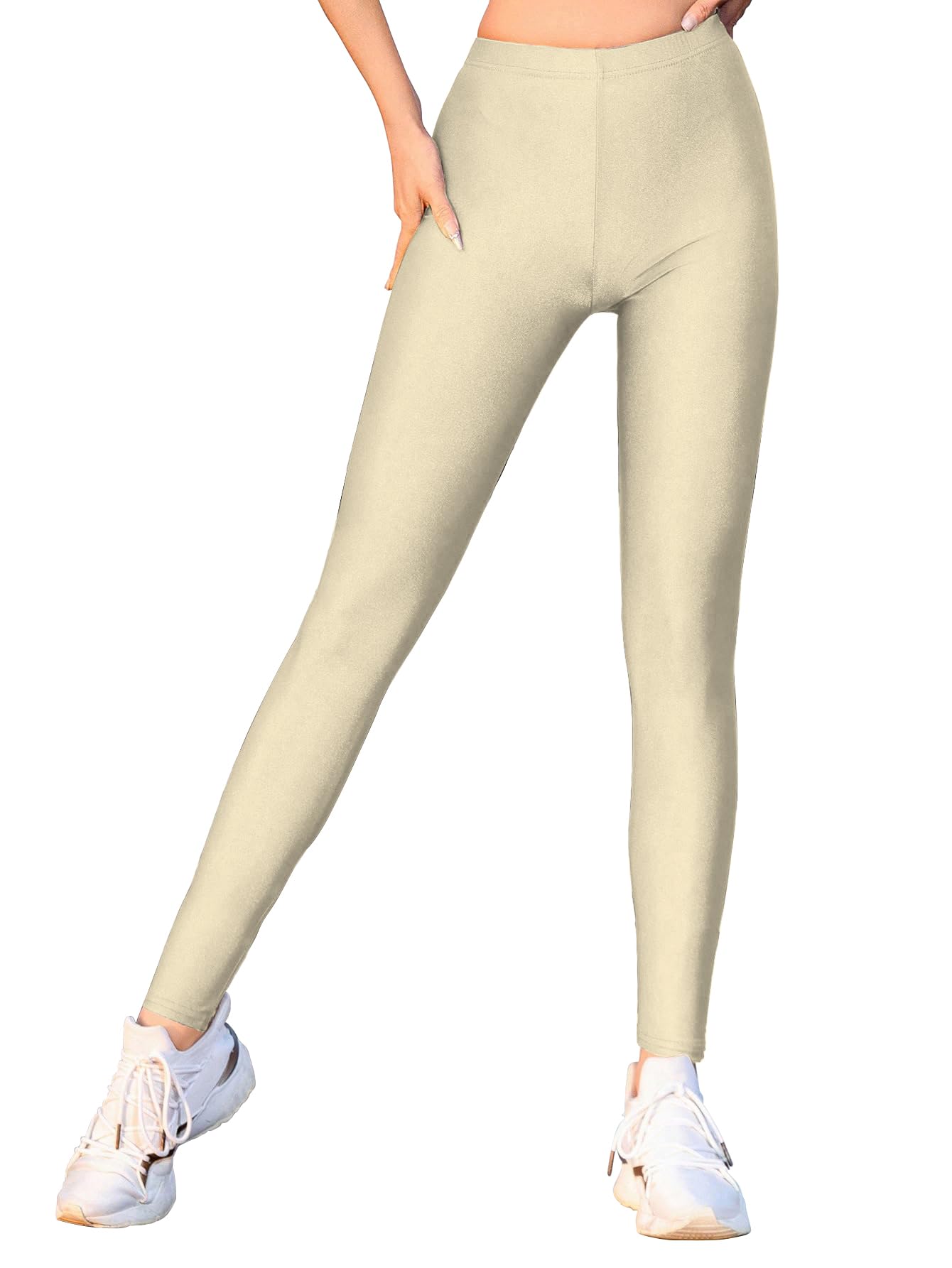 shasmi Girl's & Women's Shimmer Skin Color Solid Knitted Tailored Cut & Slim Fit Stretchable Nylon Elasthane Fabric Ankle Length Shimmer Leggings for Women, Skinny Tights Pants (Shimmer 214)-picture-24