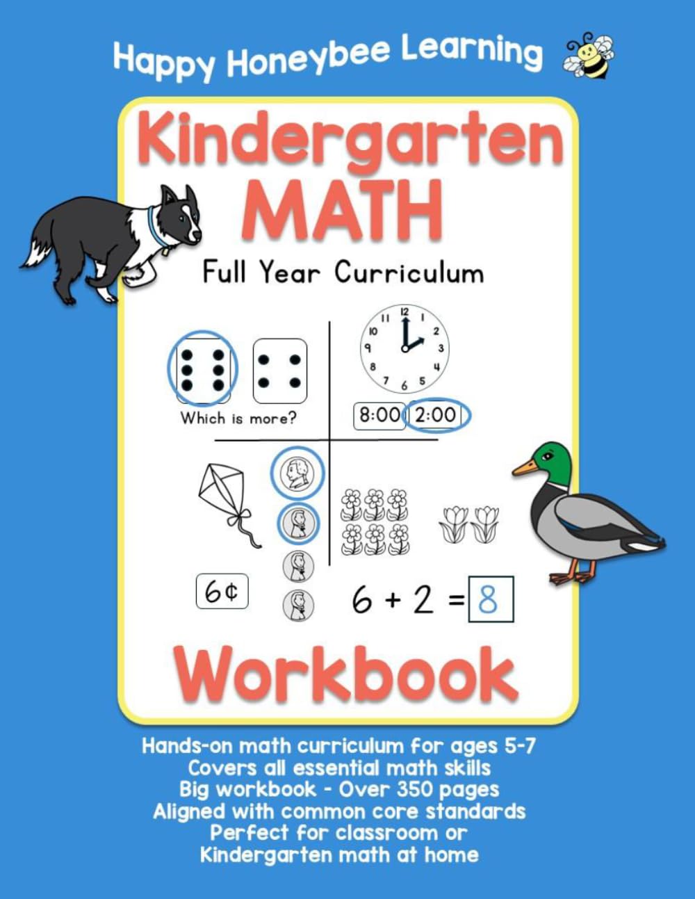 BIG Hands on Math Kindergarten Math Workbook: Covers all essential math skills. Full year curriculum. Over 350 pages...
