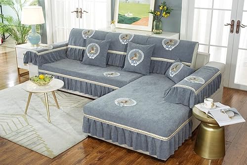 Miniatura 2 de Forros para Muebles - Funda de sofá de chenilla lavable con falda, para sillón, sofá de dos plazas, para sala de estar, muebles, 35.4 x 35.4in