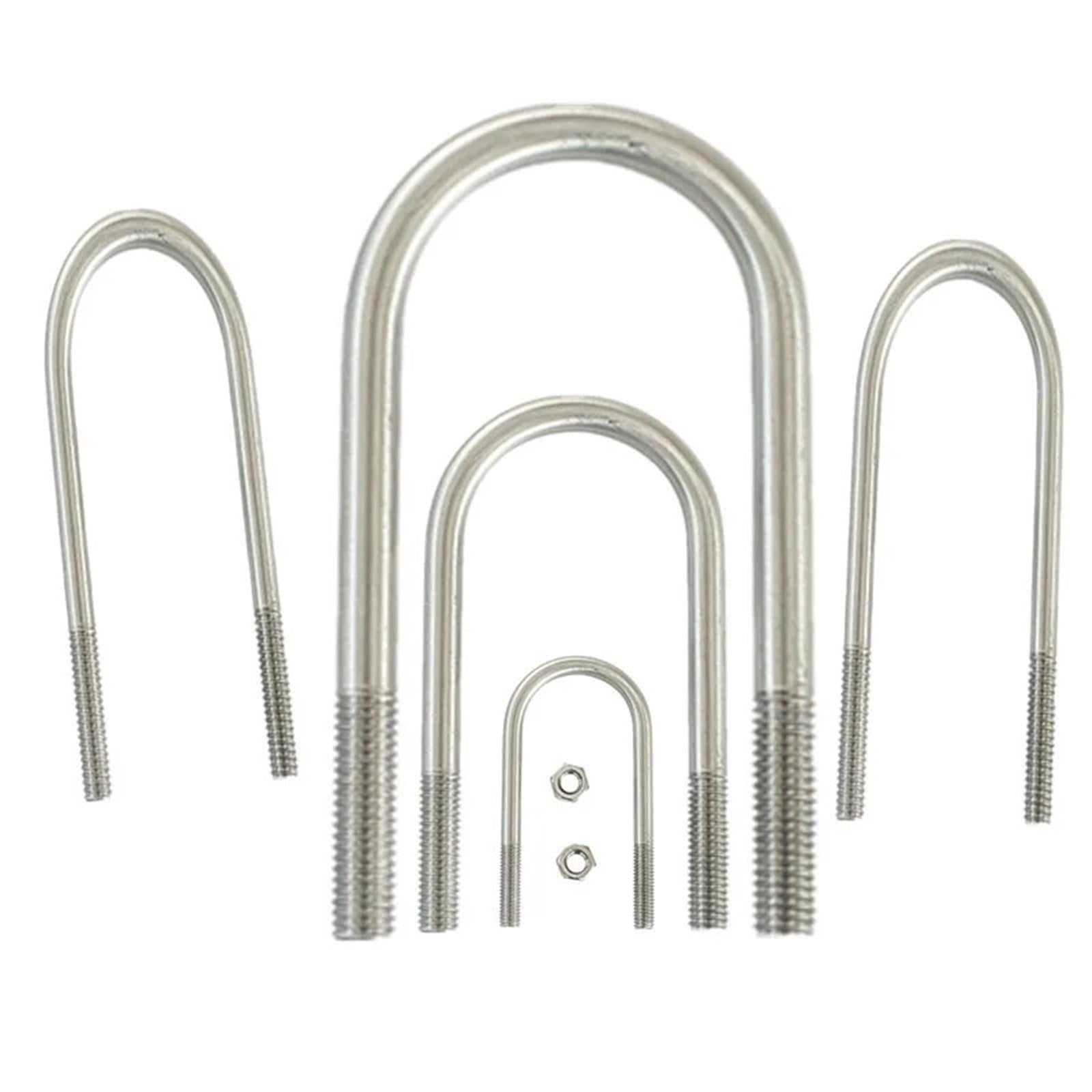 Bulloni A U M6 M8 Vite a forma di U in acciaio inossidabile 304 Bullone a cerchio a cavallo Morsetto for tubo a Lunghezza 30-198 mm(M8x114x165mm 1set)