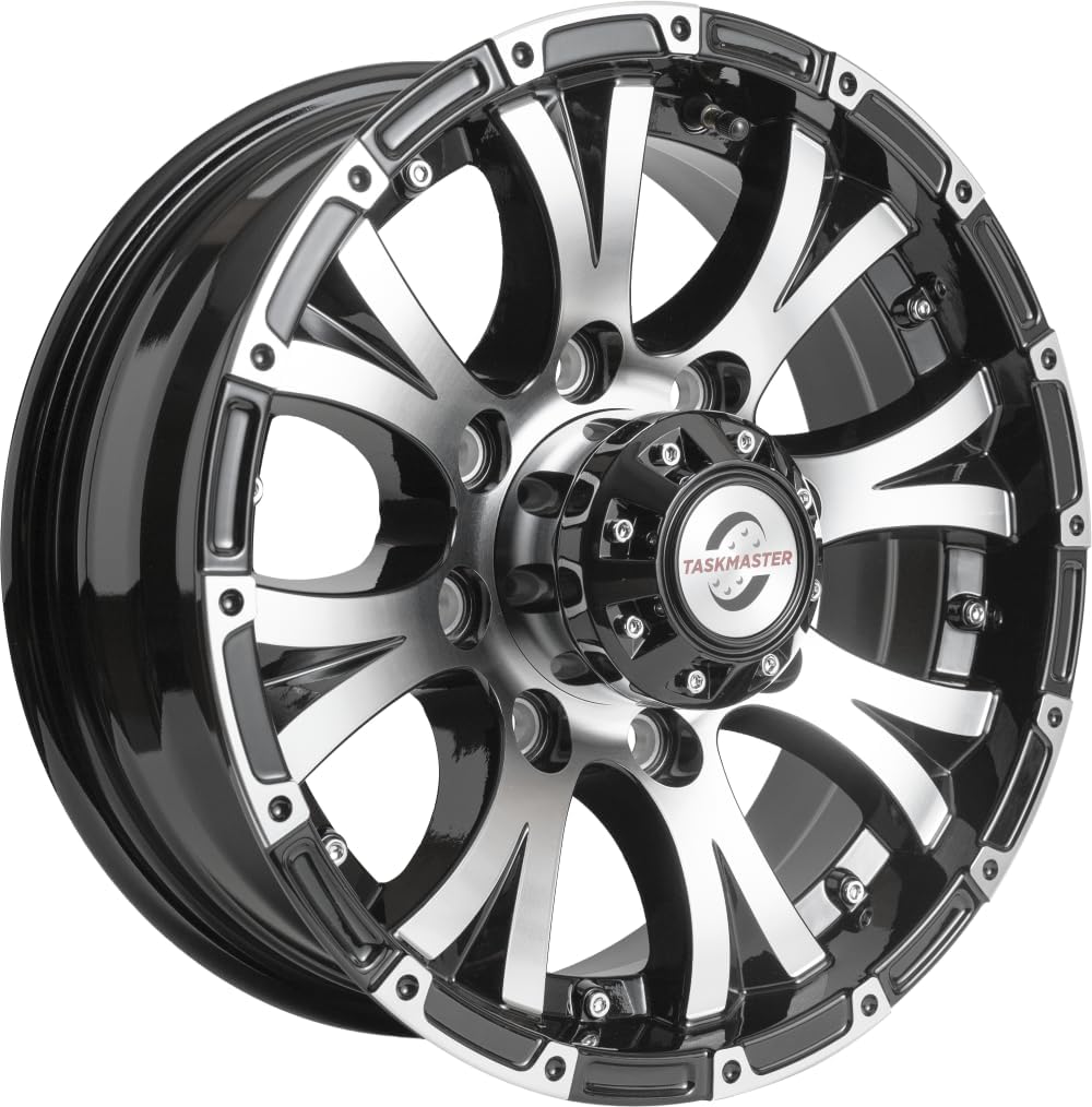 Taskmaster 2-Pack Viking Series 16x6 8x6.5 Black Machined Lip and Face Aluminum Trailer Wheel Rim