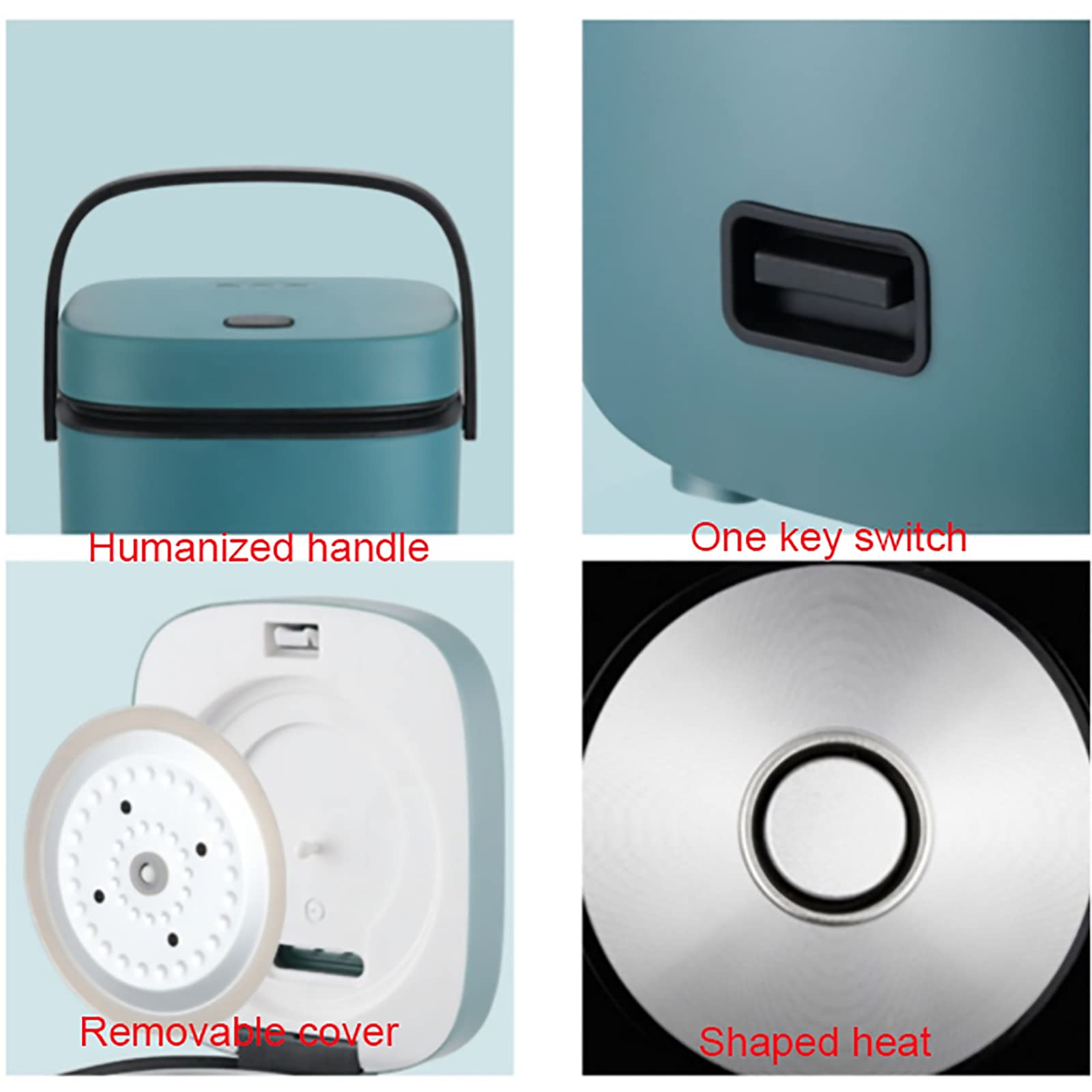 Cuociriso Mini (1,2L) Multifunzione per Uso Domestico, Cottura a Vapore e Cottura per 1-2 Persone, 220-240 V