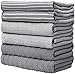 Premium Kitchen Towels (20”x 28”, 6 Pack) | Large Cotton Dish Towels | Flat & Terry Highly Absorbent Kitchen Linen Set with Hanging Loop | Gray
