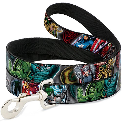 Guinzaglio per cani Marvel Avengers Superhero Villain Poses 1,8 m di lunghezza 1,3 cm di larghezza, multicolore (DL-6FT-WAV036-N)