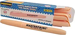Marca Texto Rosê Tom Pastel Ponta Chanfrada MP 612 Masterprint Caixa com 6 Canetas (Rosê)