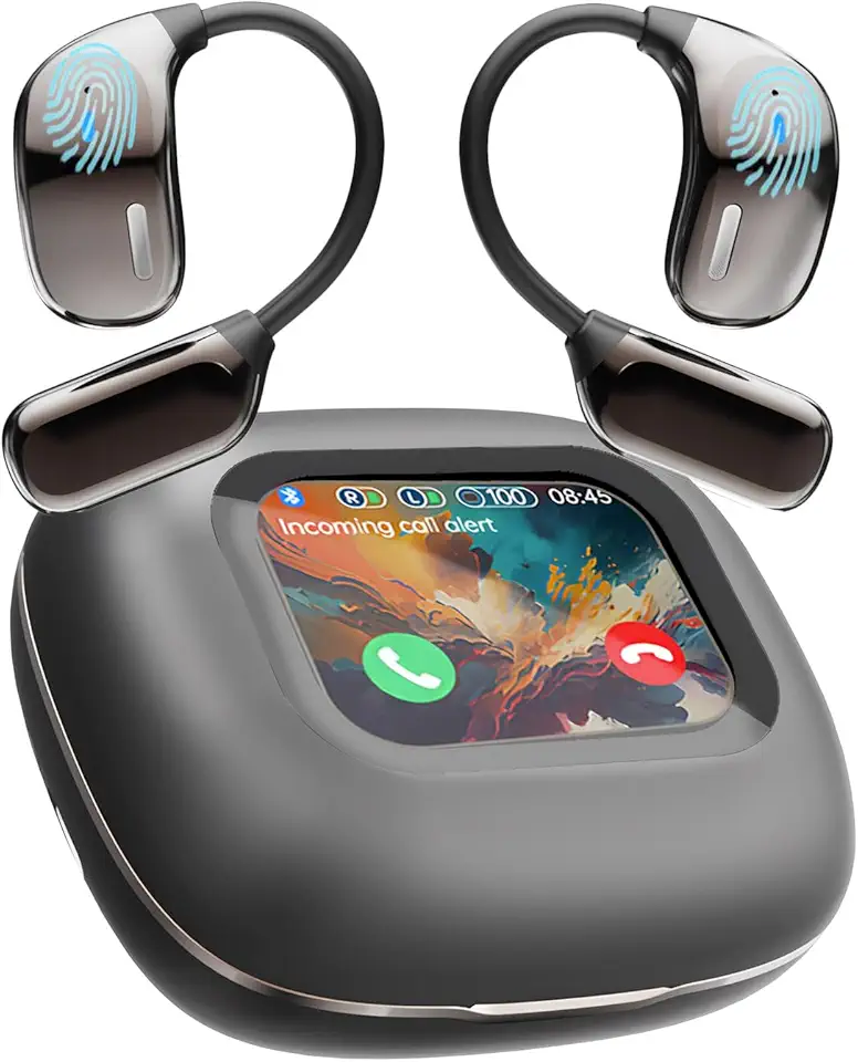 AI Translation Earbuds Real Time 144 Languages, LCD Touch Screen Open Ear Wireless Bluetooth Translator Earbuds, Audifonos Traductores Inglés Español, with APP Translating Device