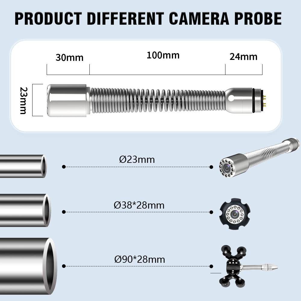 20m Cámara Inspección Tuberías, Camara Endoscópica con Monitor LCD de 7" Camara Inspeccion, endoscopio industrial con Grabadora DVR Cámara Impermeable IP68 (20M)