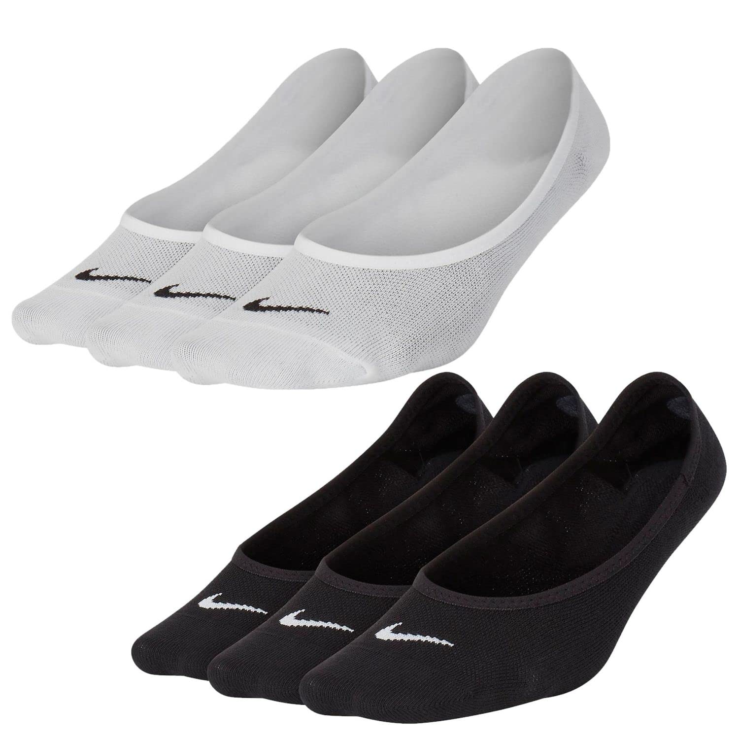 Nike Lot de 6 paires de chaussettes légères pour femme SX4863, Noir/​blanc., 36-​40