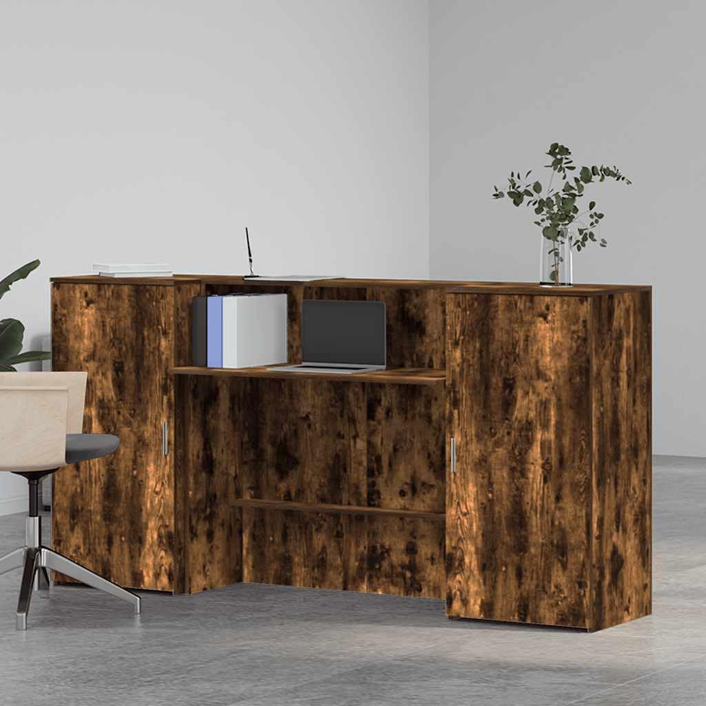 Banco di reception per affumicatura, 200 x 50 x 103,5 cm, robusto materiale in legno per ufficio e casa, scrivania versatile con spazio di archiviazione