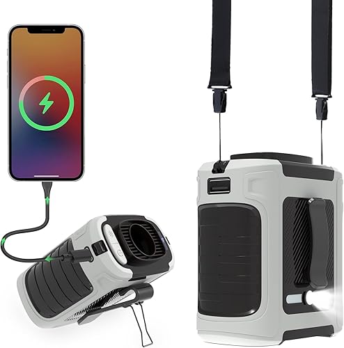 Ventilador de cintura portátil, ventilador de cuello portátil de 10000 mAh, 5 velocidades 16000 RPM, ventilador de cinturón de flujo de aire fuerte