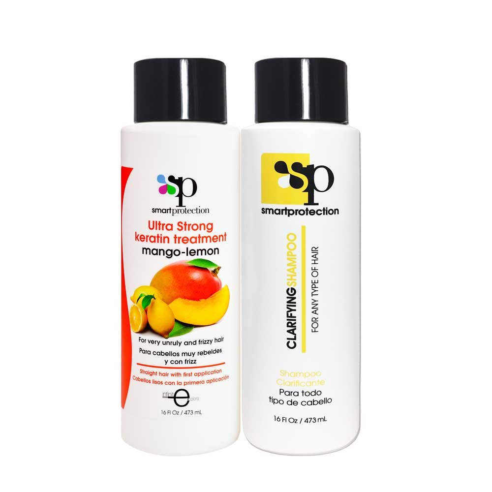 Mango-Lemon Ultra Strong Keratin Treatment with Clarifying Shampoo 16oz by Smart Protection