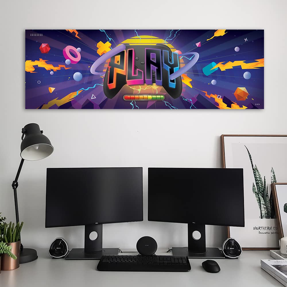 Feeby Cuadro en Lienzo Para Jugadores Videojuegos 90x30 cm 1 Pieza Impresión en Material Tejido no Tejido Modernos Artística Imagen Decoración De Pared Salon Dormitorio Abstracto Gaming Play Multi