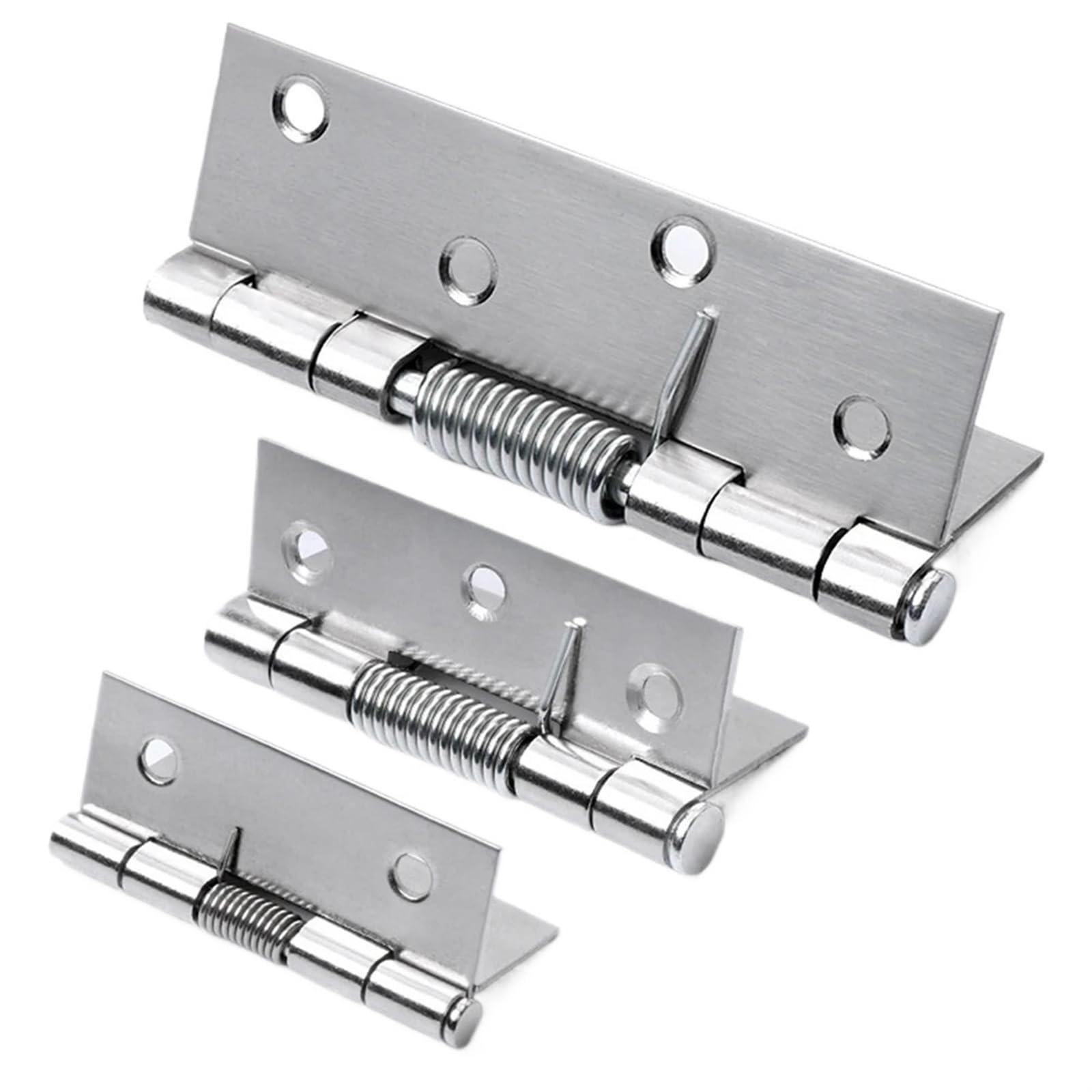 2pcs Self Closing Spring Door Hinge - Durable Stainless Steel Automatic Rebound Hinges for Cabinets and Furniture(4inch)