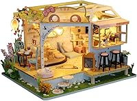 Vista 2 de Cat Cafe - Kit de casa de muñecas en miniatura de madera para mascotas, gatos, cafetería, accesorios de modelo de construcción con muebles, caja