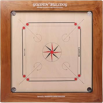 KNK Golden Carrom Board Antique Indoor Game Approved by Carrom Federation 20mm, Bulldog