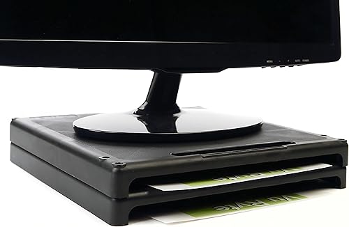 Miniatura 2 de Vu Ryte Soporte elevador apilable para monitor de computadora de 1 pulgada, VuRyser 1, negro, VUR 2455 (paquete de 4)