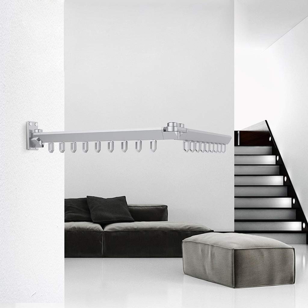 LhhInvisible Airer Folding Indoor Telescopic Drying Rack Wall-mounted for Balcony Living Room Bedroom (Color : White)