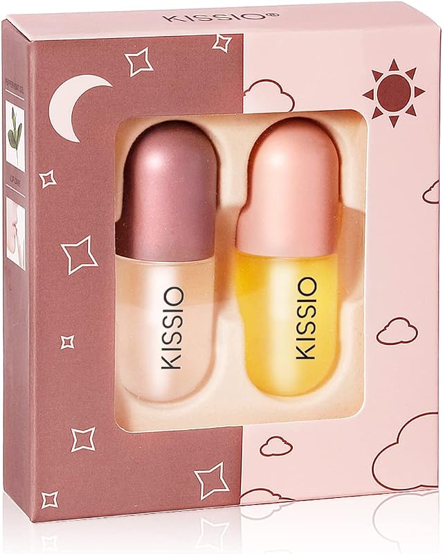 KISSIO Lip Plumper Set,2 PCS Lip Gloss for Day & Night Use