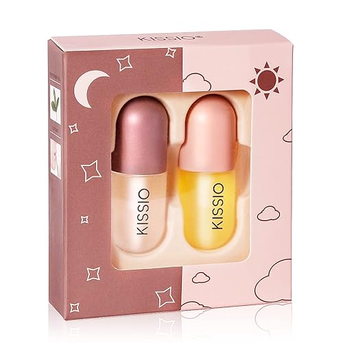 KISSIO Juego de relleno de labios, labios naturales, cuidado de labios, brillo de labios, hidratante de labios hermoso, uso diario y nocturno (2