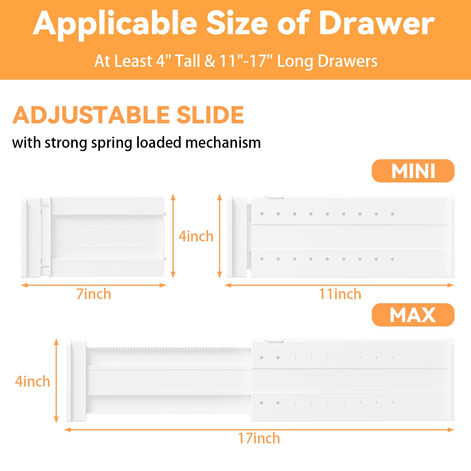REBECAT 5 Pack Drawer Dividers for Clothes Adjustable Drawer Dividers 4