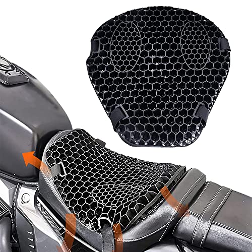 Qiilu Coussin De Siège Moto En Gel Respirant – Coussin Antichoc & Rafraîchissant Avec Maille 3D, Absorption Des Vibrations Pour Longs Trajets