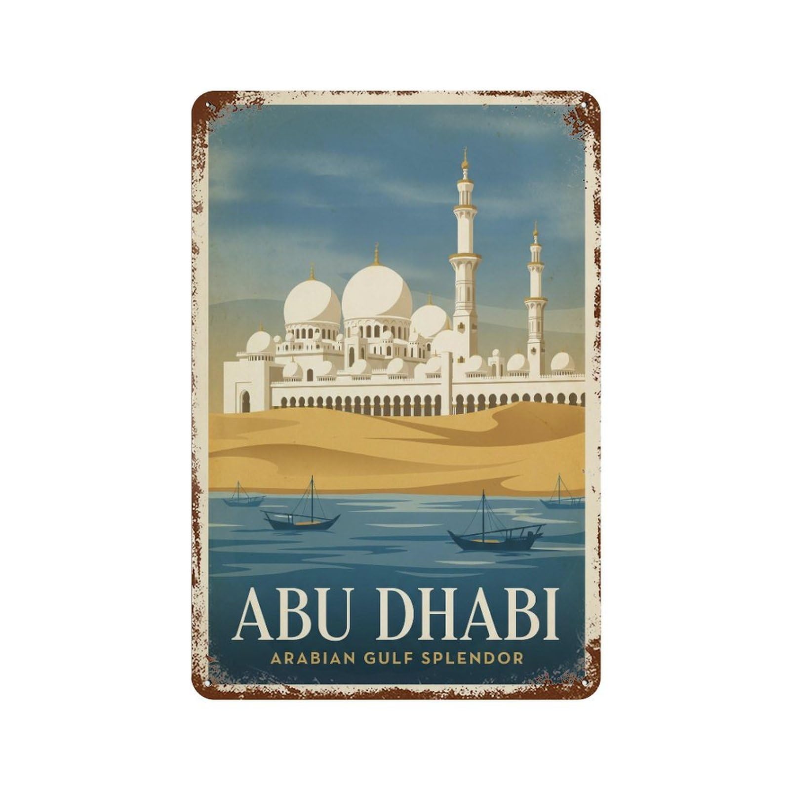 Metal Tin Sign UAE Abu Dhabi Retro Travel