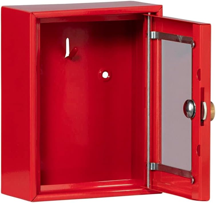 Burg-Wächter 6161 Emergency Key Cabinet with Hammer, Red, Mit
