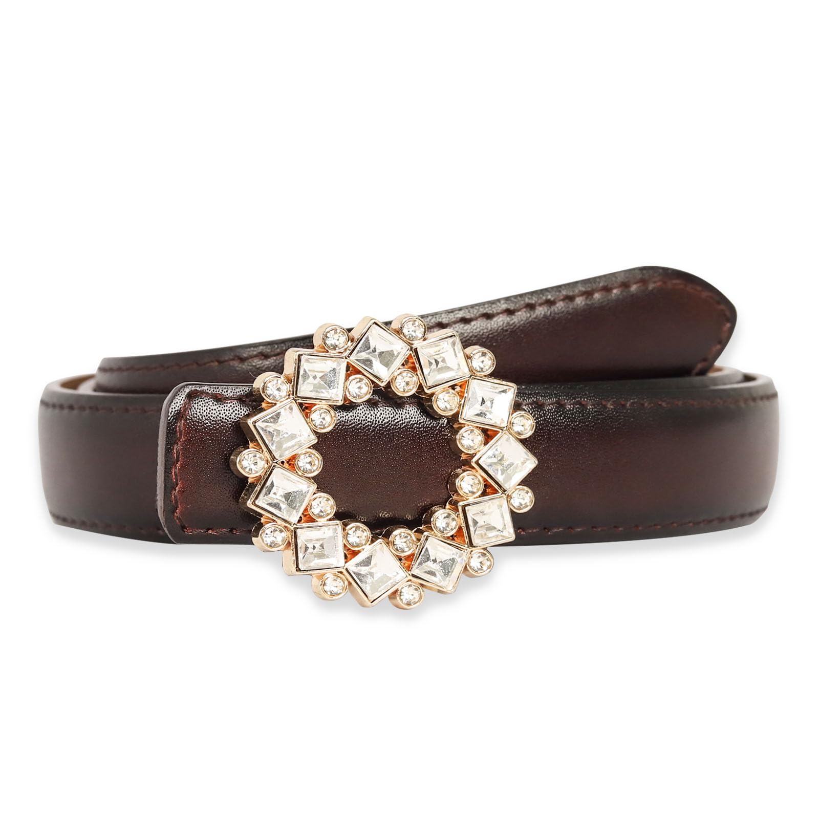 Women's Fashion Classic Metal Buckle Leather Belt with Jeans Dress