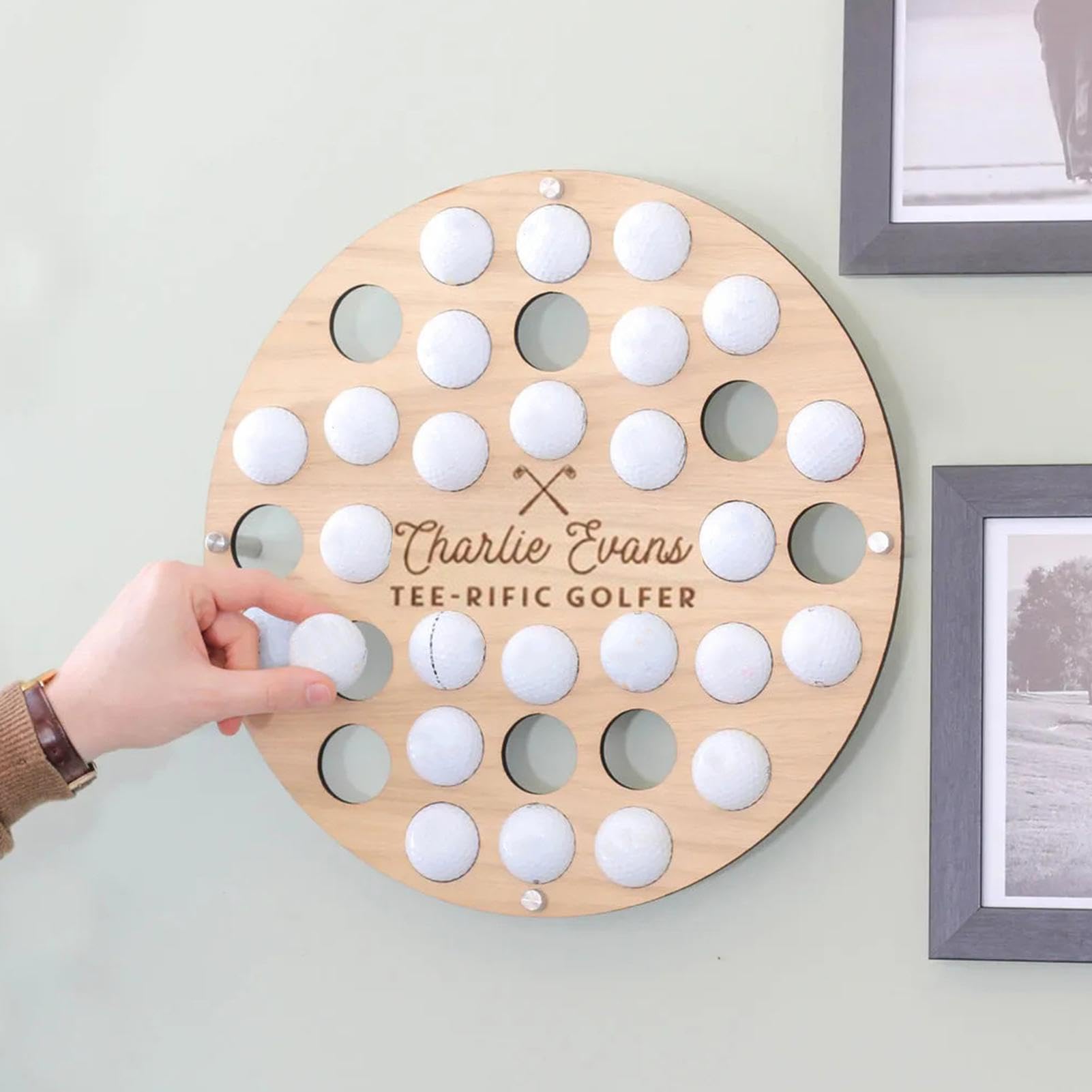 Support mural pour balles de golf, présentoir de balles de golf, support de balle de golf pour le mur, mallette de collection décorative en bois, organisateur de rangement rond pour balles de golf