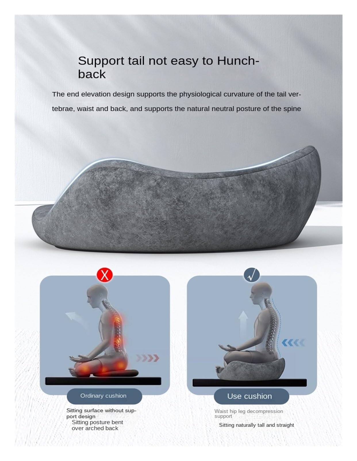 Cojín de meditación, almohada gruesa de espuma viscoelástica, asiento ergonómico para relajación y comodidad