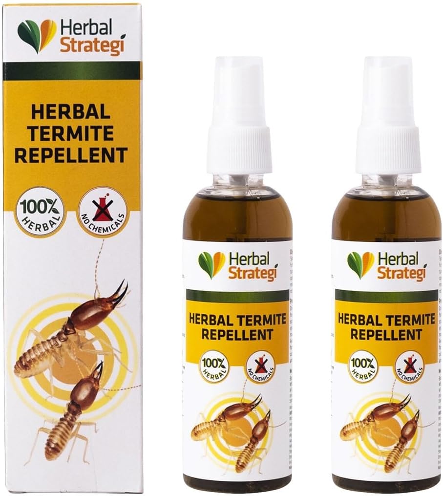Herbal Strategi Termite Repellent Spray - Natural, Vegan & Eco-Friendly | 100% Herbal and Chemical free | Baby and Pet safe | Ayush certified | 100ml (Pack of 2)