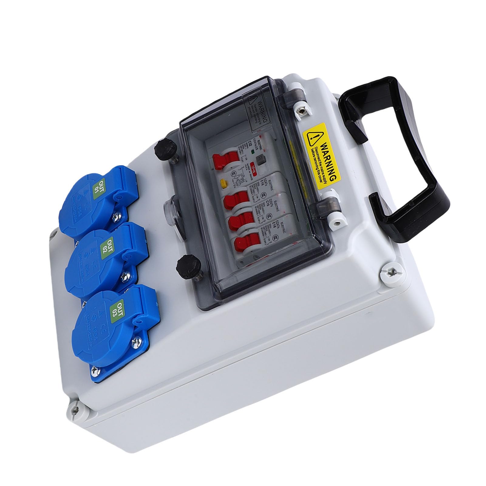 Eujgoov Caja de Enchufe Industrial Portátil IP44-67 con Interruptor Automático para Obras de Construcción y Talleres Al Aire Libre