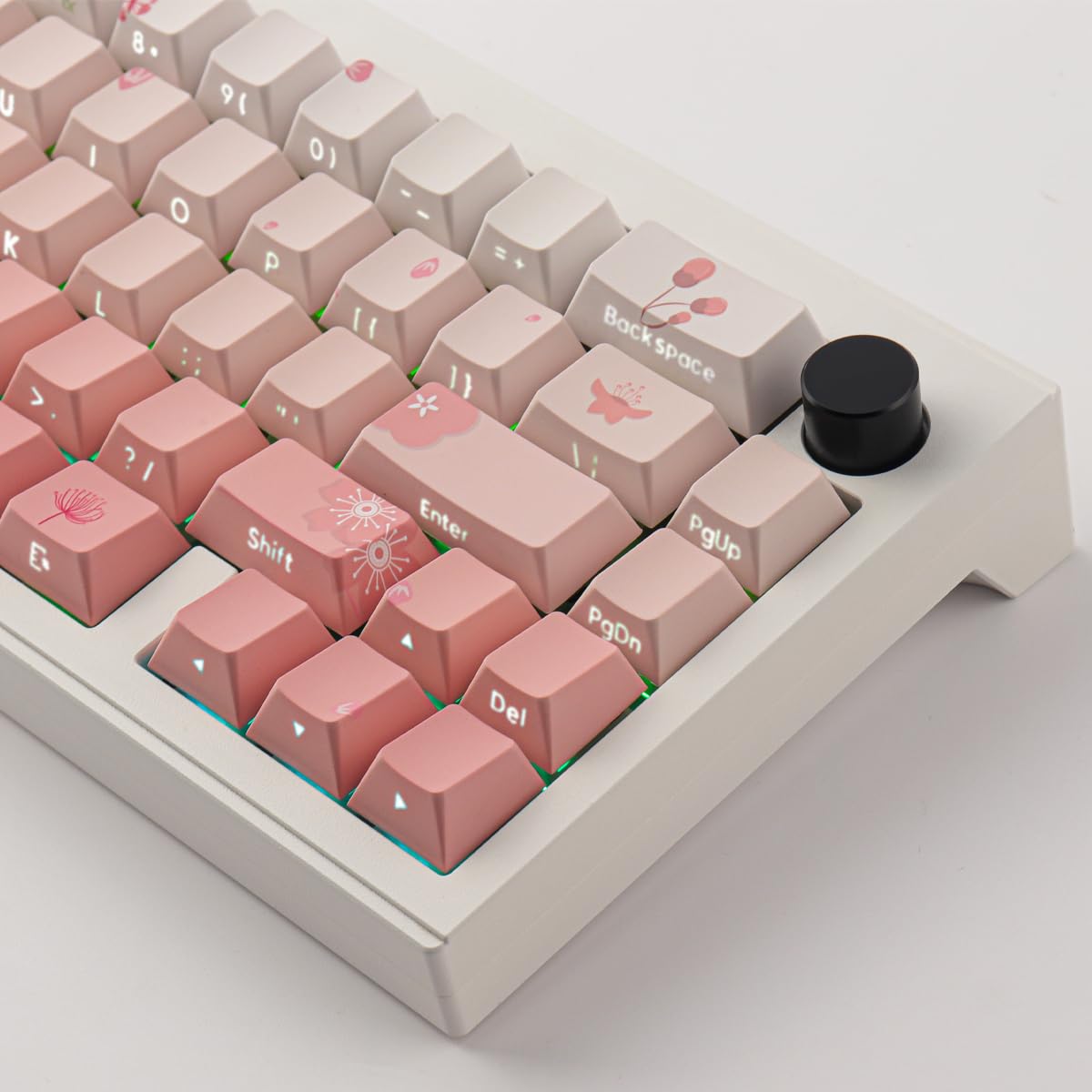 Lot de 135 touches PBT personnalisées, rétroéclairées sur le côté, profil cerise, dégradé rose, pour claviers mécaniques ISO/UK Cherry MX Switch