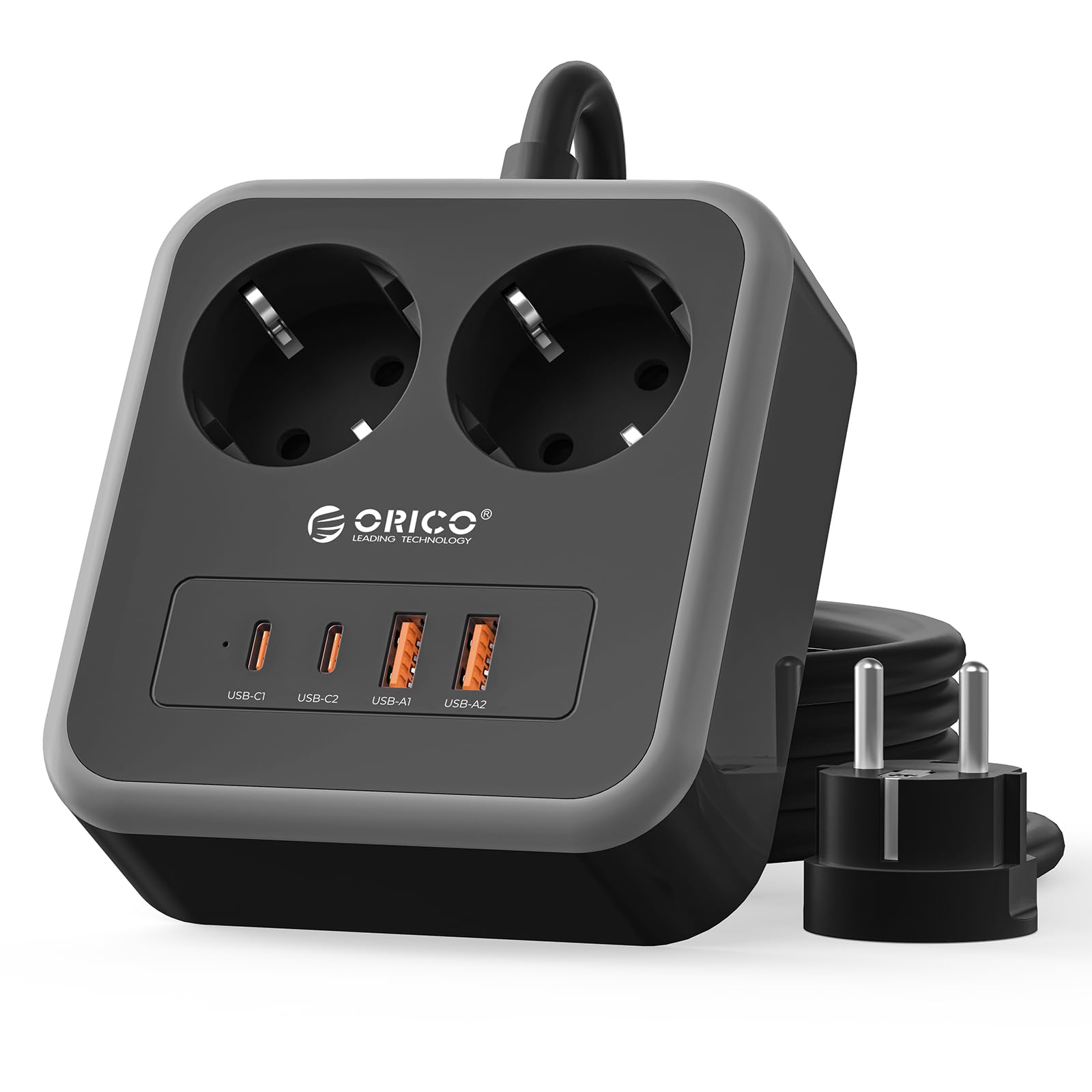 ORICO Regleta Enchufes con USB C 20W, Regleta de 3 Metros con 2 Tomas y 4 USB (2 USB-C), Diseño Compacto con Agujeros de Montaje y Pies Antideslizantes, 2500W, para Mesa o Pared, Blanco - APD — view 9