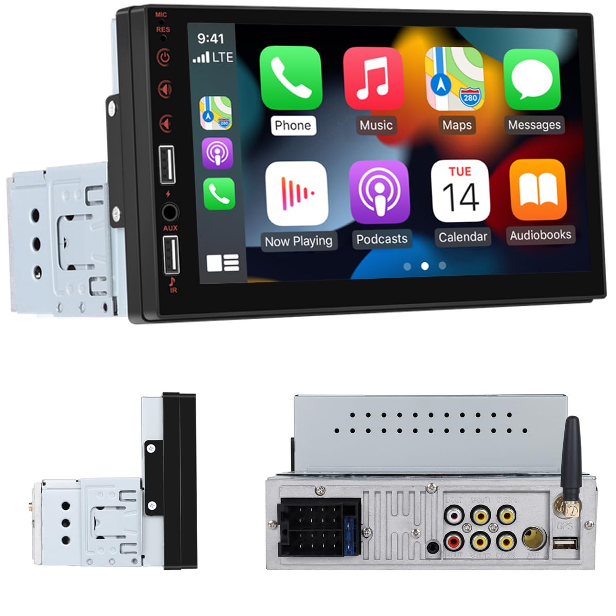 Autoradio 1 Din Wireless Carplay Android Auto con Schermo 7 Pollici Touch Display Auto Radio con Bluetooth Mirror Link per Android/IOS FM EQ USB AUX SWC Mic Retrocamera