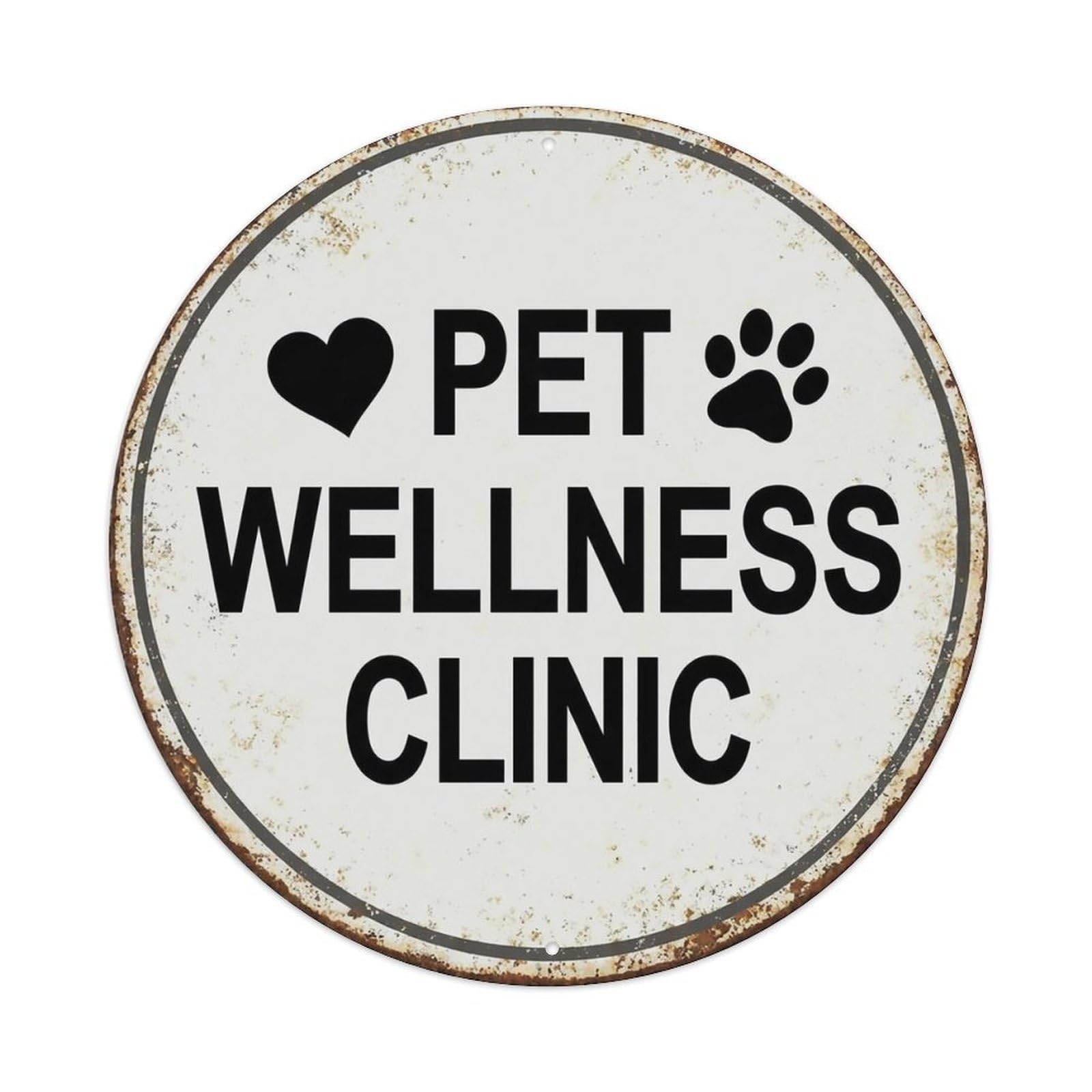 Vintage Pet Wellness Clinic Center Metal Tin Sign