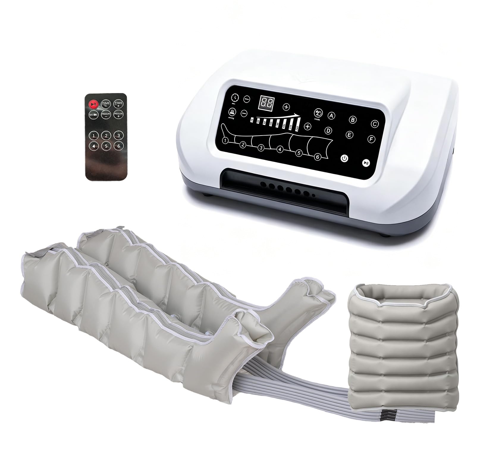 Lymphdrainage Gerät Beine Bei Lipödem,Beinmassagegerät Für Die Lymphdrainage,Kompressions-Beinmassagegerät mit 6 Luftkammern, 6 Modi,30-240mmHg,1-60mins,Kabellos mit Fernbedienung