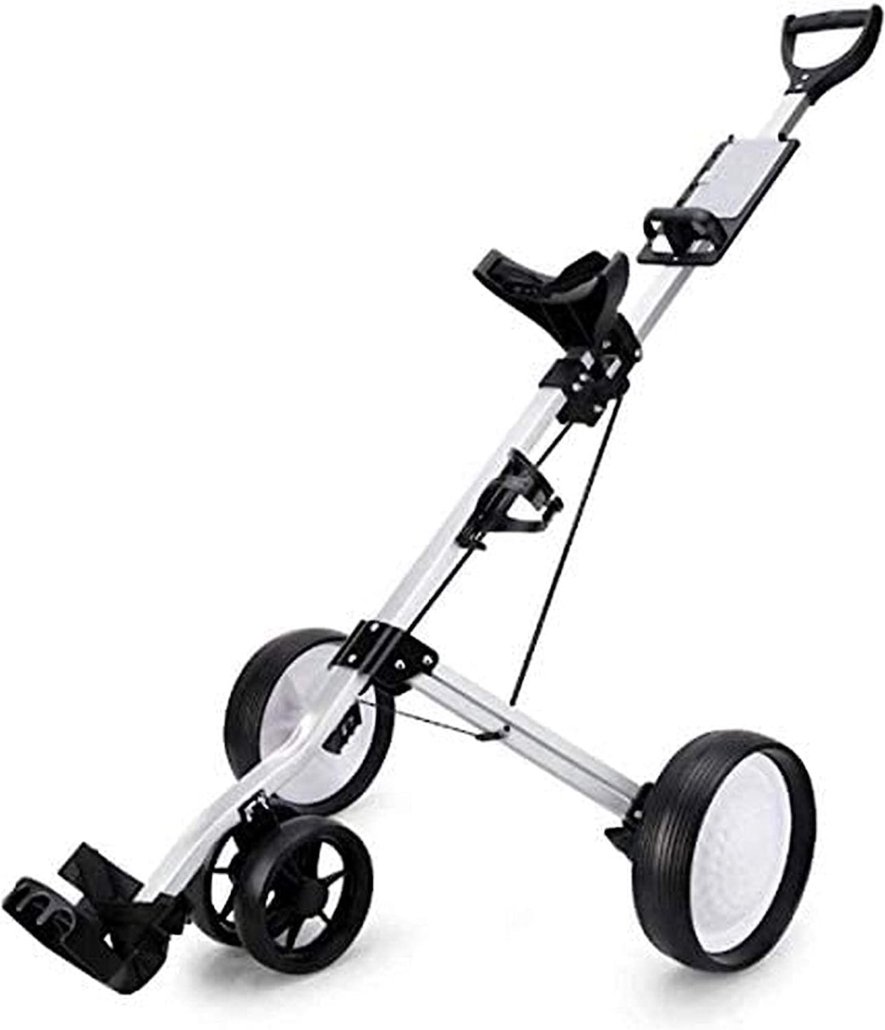 Carrello da Golf a 4 Ruote, Carrello da Golf con Supporto for bollitore Tabellone segnapunti Carrello da Golf Carrello Leggero, Facile da trasportare e Piegare Carrello da Golf (Nero)