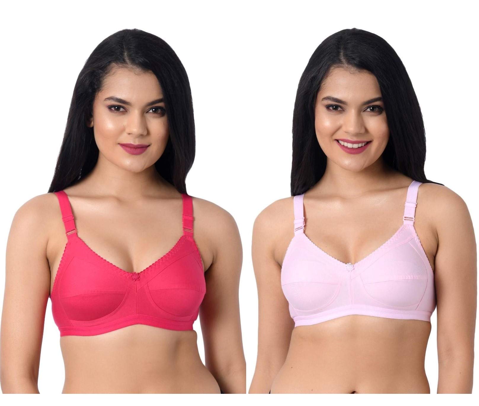 Women's Cotton Non-Padded Non-Wired Broad Strap/Full Coverage Bra