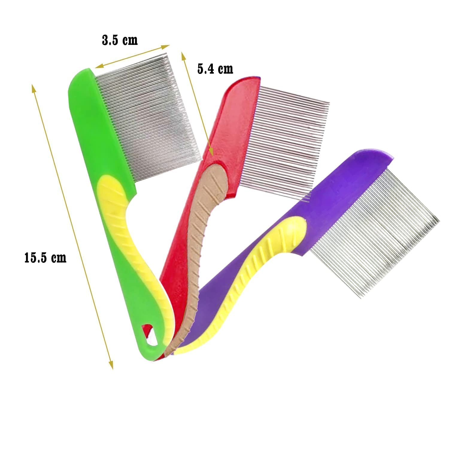 Pet Believe Flea Comb, 6 Inch, Stainless Steel Teeth, Rubber Handle, Pack of 2, Multi, For Small & Medium Dogs & Cats 2