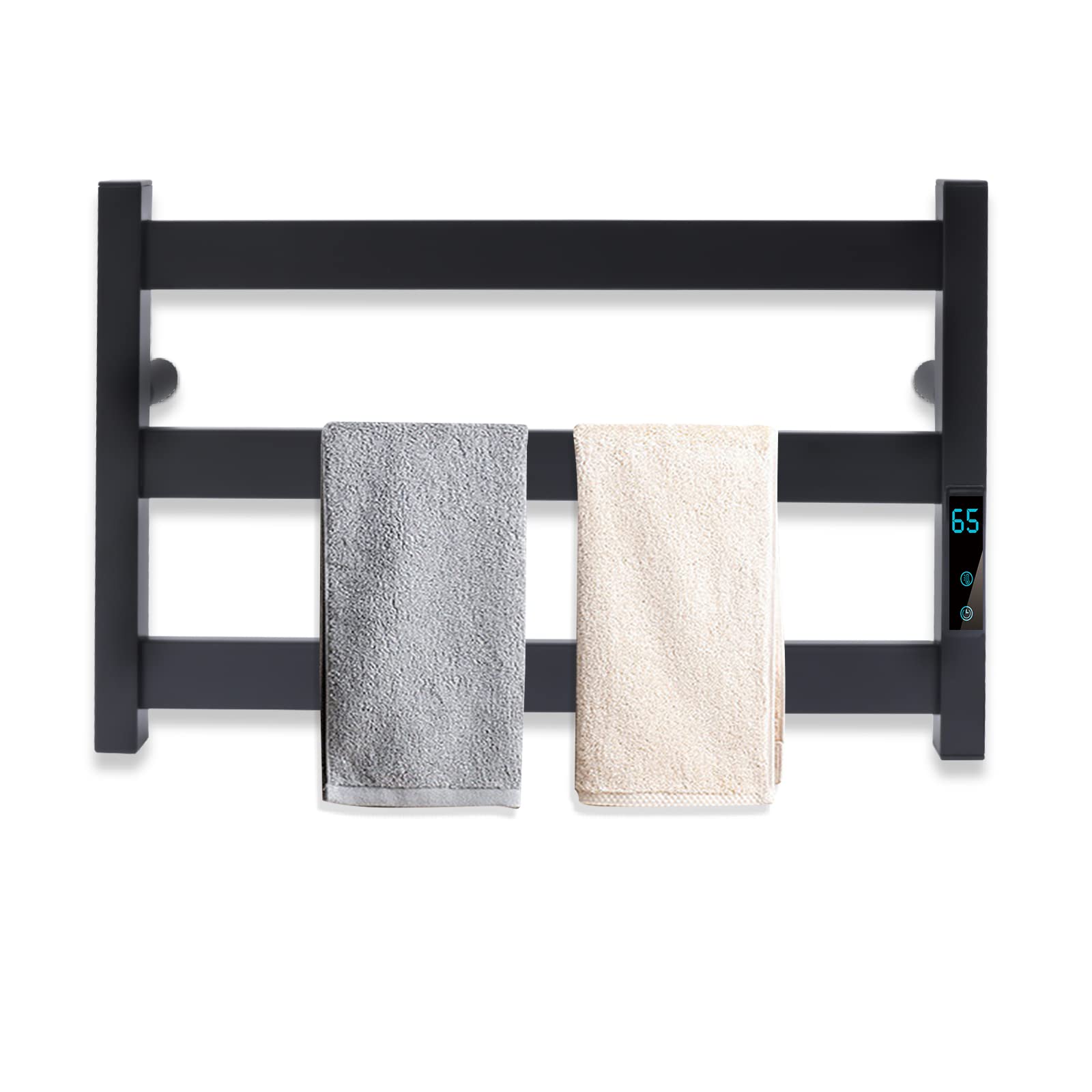 RustyVioum Electric Heated Towel Warmer, Modern Heated Towel Rail Wall Mounted with Temperature Control &Timing Function, Electric Heated Towel Rack IPX4 Waterproof
