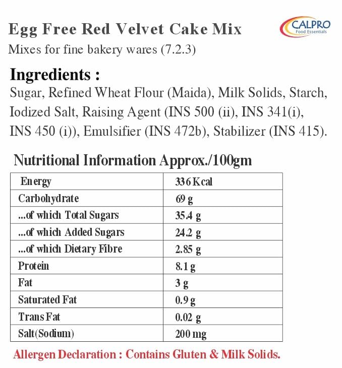 Image of Eggless Red Velvet Cake Premix: for Baking | Smooth Voluminous, Velvety Rich Texture ! High Protein! Melt-In-Mouth -100% Vegetarian ! Cake Mix Powder 1KG