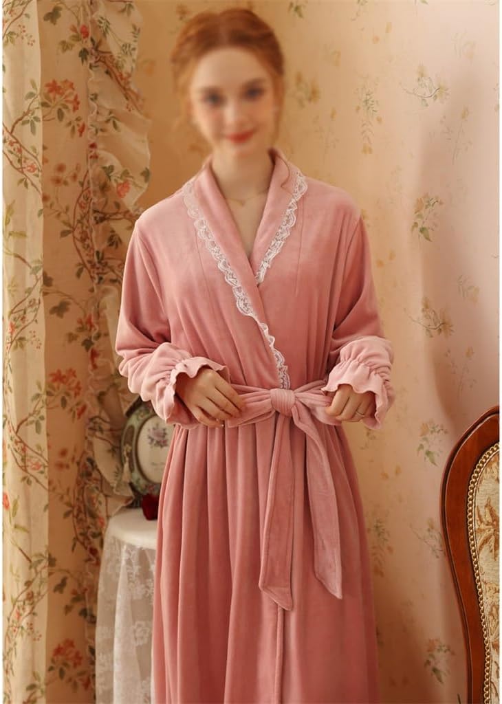 JSEIAJB Women in Autumn and Winter Long Sleeved Bathrobes, Bathrobes, and Pajamas Coral Velvet Pajamas(X-Large)